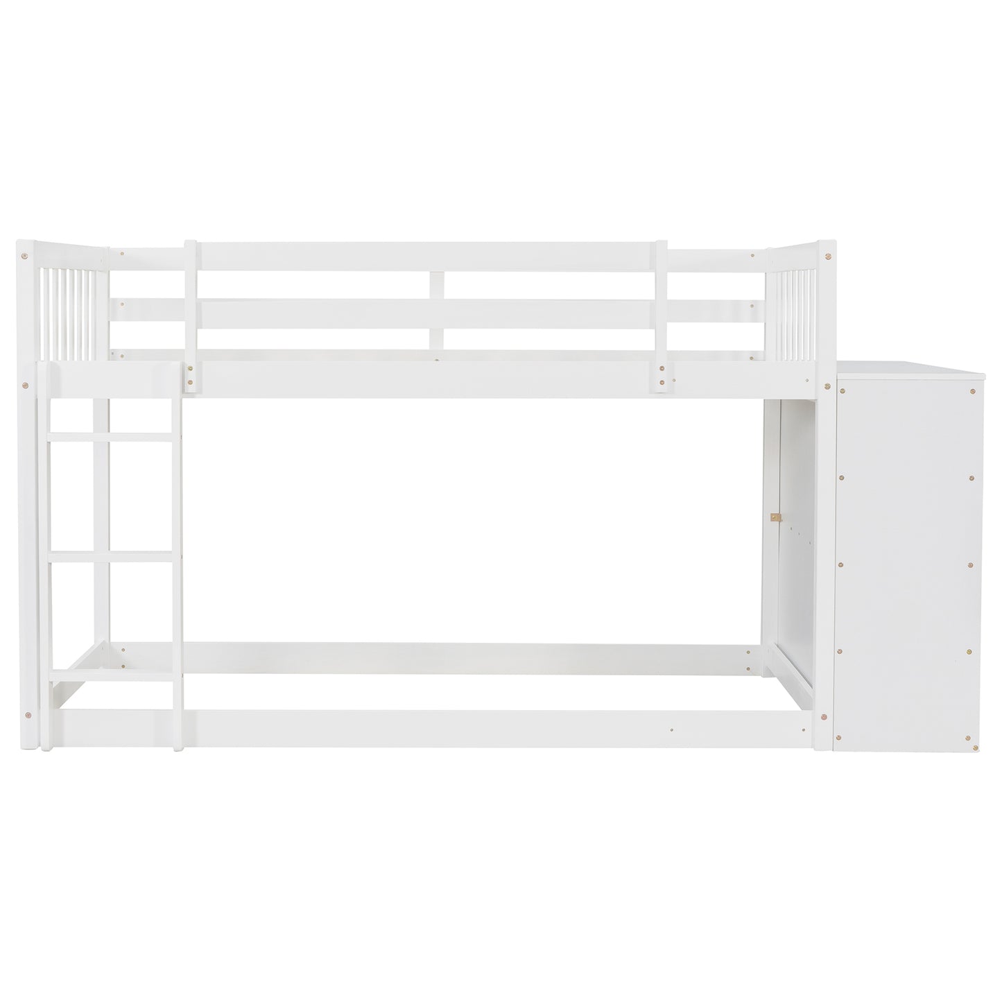 Twin over Twin Bunk Bed with 4 Drawers and 3 Shelves-White（OLD SKU: LP000067AAK）