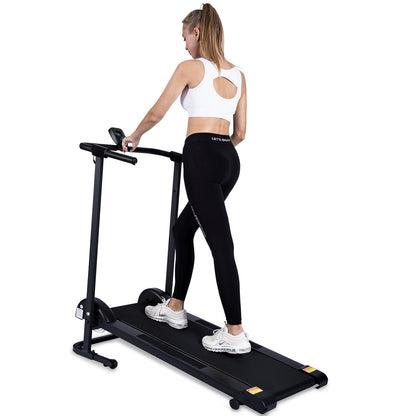 Manual Treadmill Non Electric Treadmill with 10° Incline Small Foldable Treadmill for Apartment Home Walking Running (Mode GHN213)