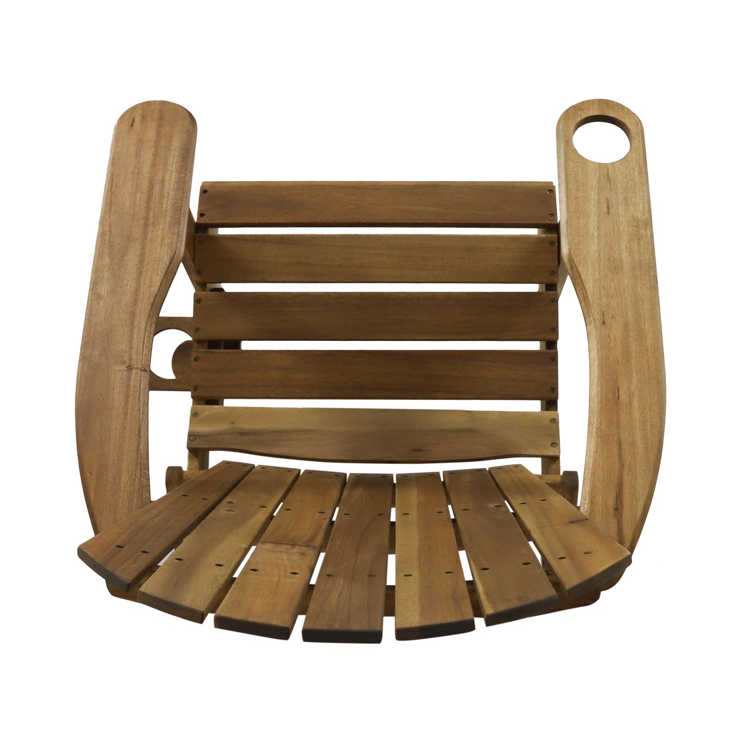 Kandyce Outdoor Acacia Wood Folding Adirondack  Natural Chair With Cup Holder