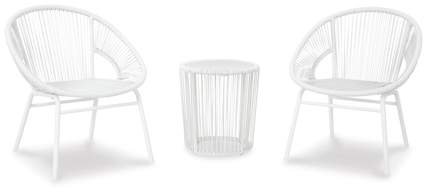 Ashley Mandarin White Casual Cape Outdoor Table and Chairs (Set of 3) P312-050