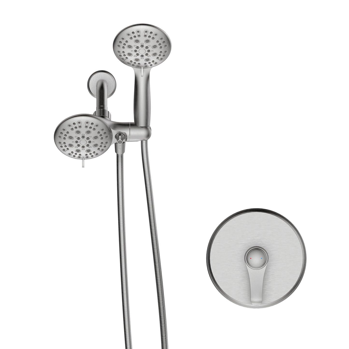 Large Amount of water Multi Function Dual Shower Head - Shower System with 4." Rain Showerhead, 6-Function Hand Shower, Brushed Nickel