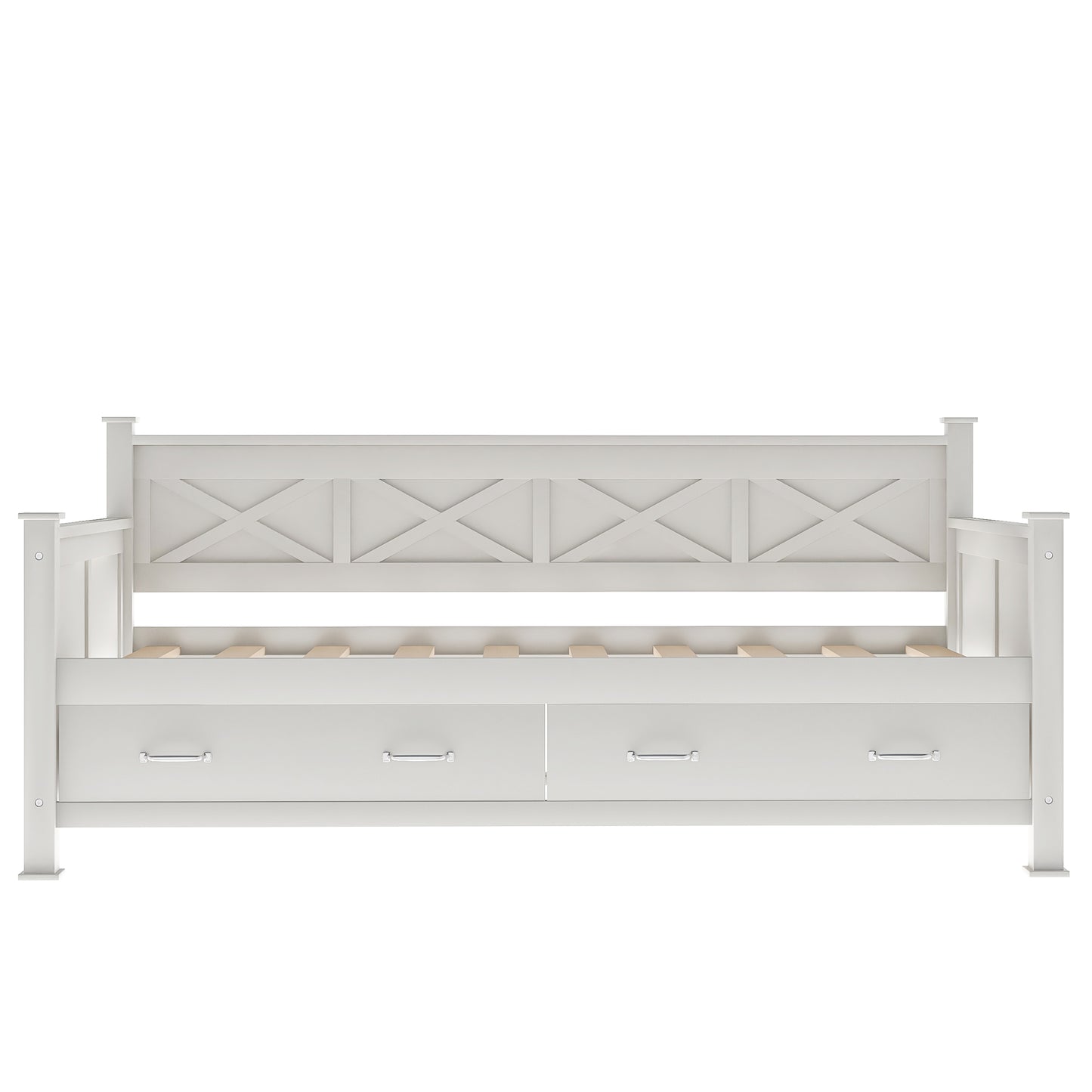 Twin  Size Wooden Modern and Rustic Casual Style Daybed, Cream White(New)