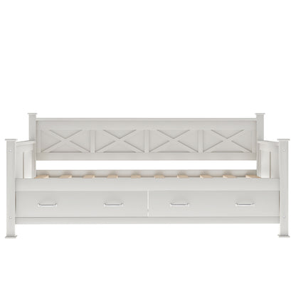 Twin  Size Wooden Modern and Rustic Casual Style Daybed, Cream White(New)