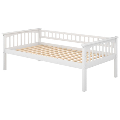 Twin over Twin Bunk Bed with Drawers, Convertible Beds, White