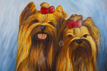 Two smiling dogs with bow tie - 20x30 Print on canvas