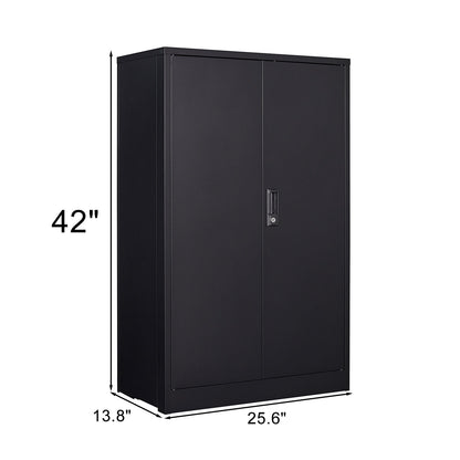 Metal Storage Cabinet with Locking Doors and Adjustable Shelf, Folding Filing Storage Cabinet with Wheels, Rolling Storage Locker Cabinet for Home Office,School,Garage, Black