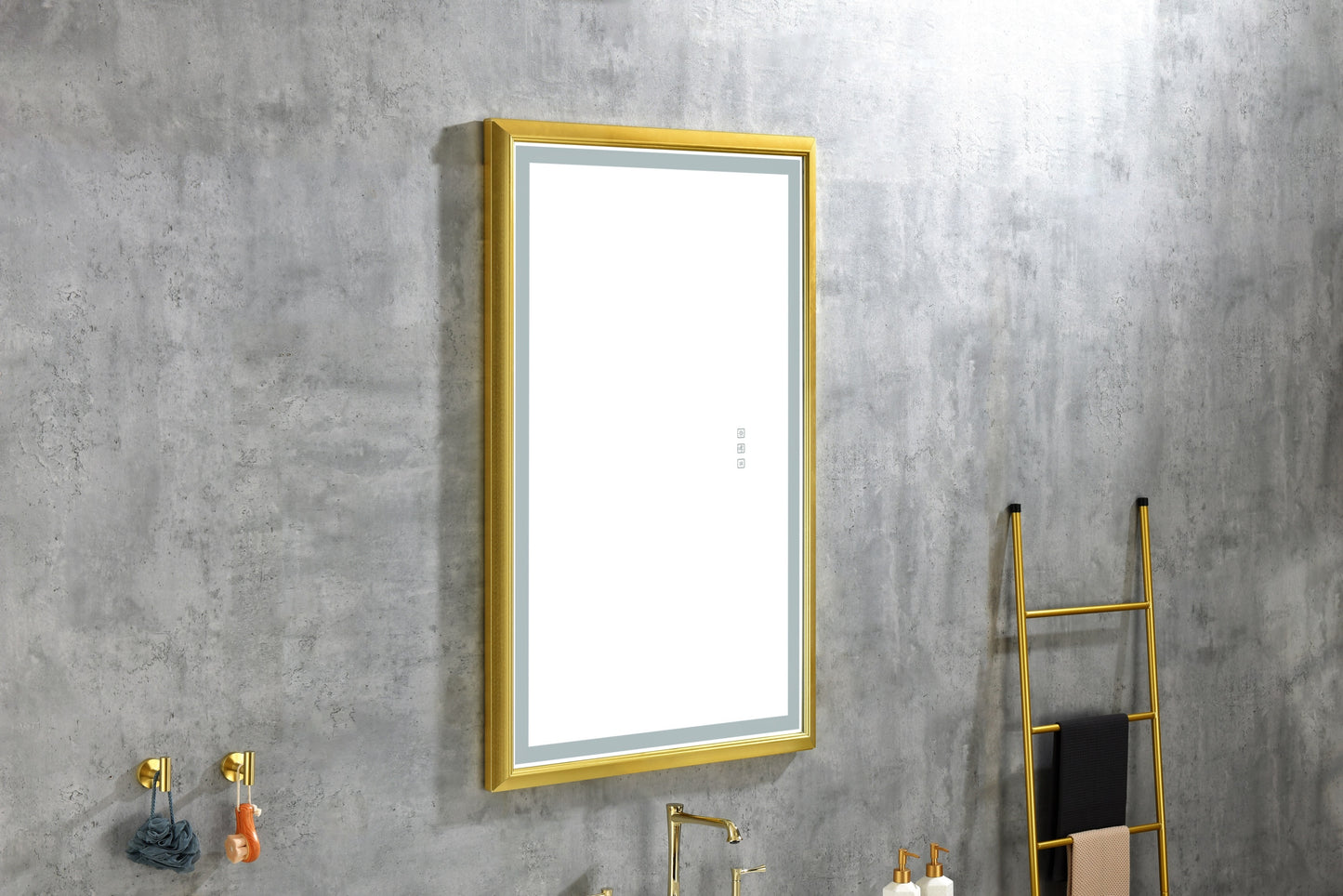 42 in. W x24 in. H Oversized Rectangular Black Framed LED Mirror Anti-Fog Dimmable Wall Mount Bathroom Vanity Mirror