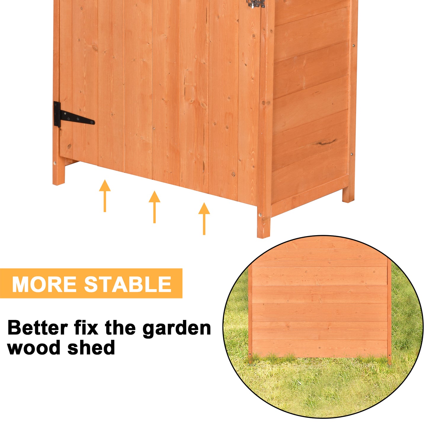 Outdoor Storage Shed - Wood Garden Storage Cabinet - Waterproof Tool Storage Cabinet with Lockable Doors for Garden, Patio, Backyard, Backyard, Patio, Lawn, Meadow, Farmland