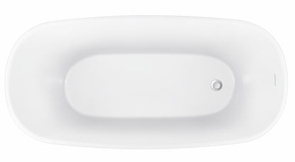 59" 100% Acrylic Freestanding Bathtub，Contemporary Soaking Tub，white inside and gray outside