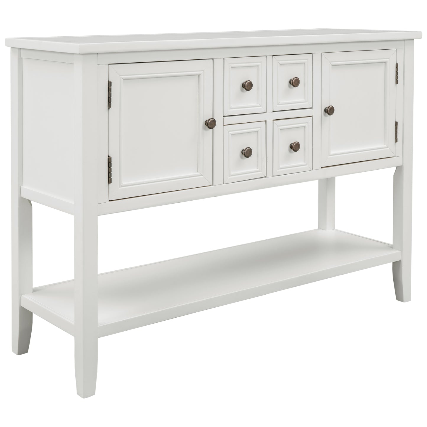 TREXM  Cambridge Series Buffet Sideboard Console Table with Bottom Shelf (White)