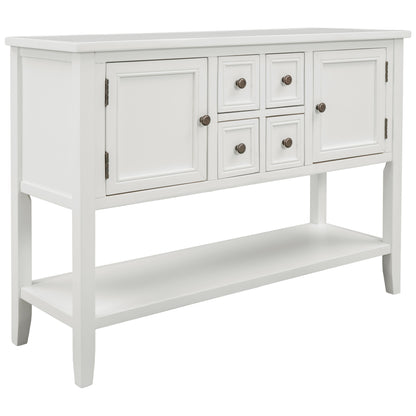 TREXM  Cambridge Series Buffet Sideboard Console Table with Bottom Shelf (White)