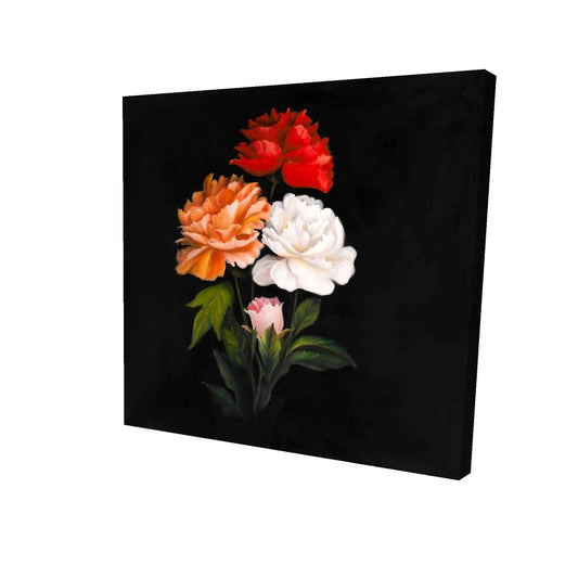 Three beautiful rose flowers - 32x32 Print on canvas