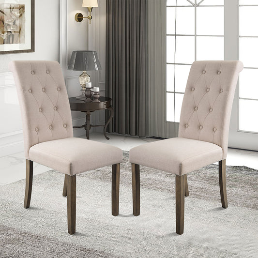 Orisfur. Aristocratic Style Dining Chair Noble and Elegant Solid Wood Tufted Dining Chair Dining Room Set (Set of 2)