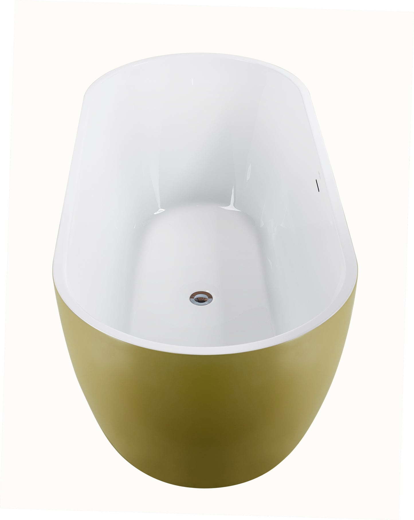 65" 100% Acrylic Freestanding Bathtub，Contemporary Soaking Tub，White inside and gold outside