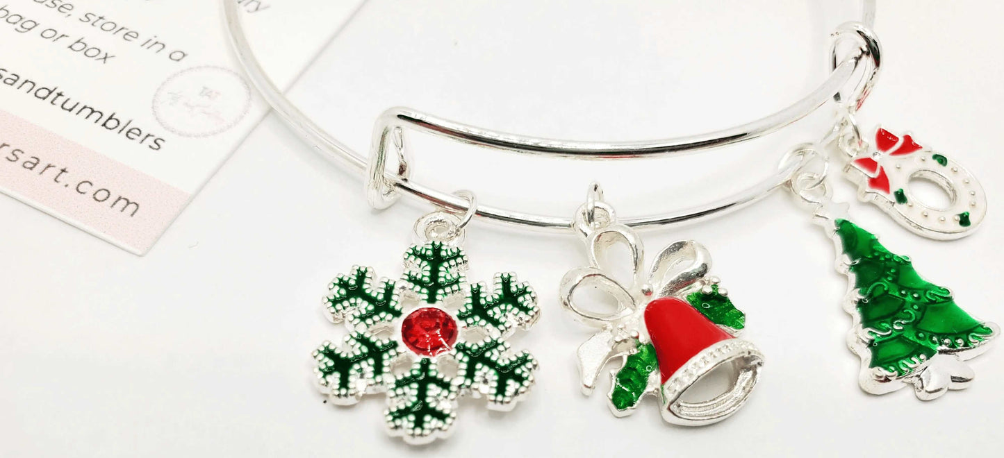 Christmas Charm Bracelet Silver by Fashion Hut Jewelry