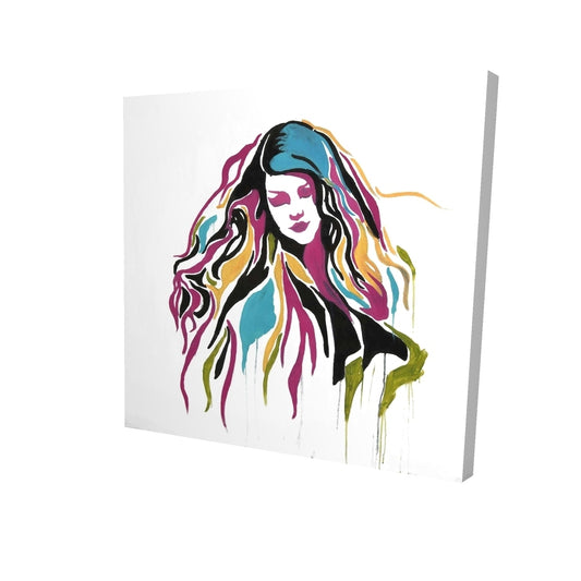 Woman graffiti art - 12x12 Print on canvas