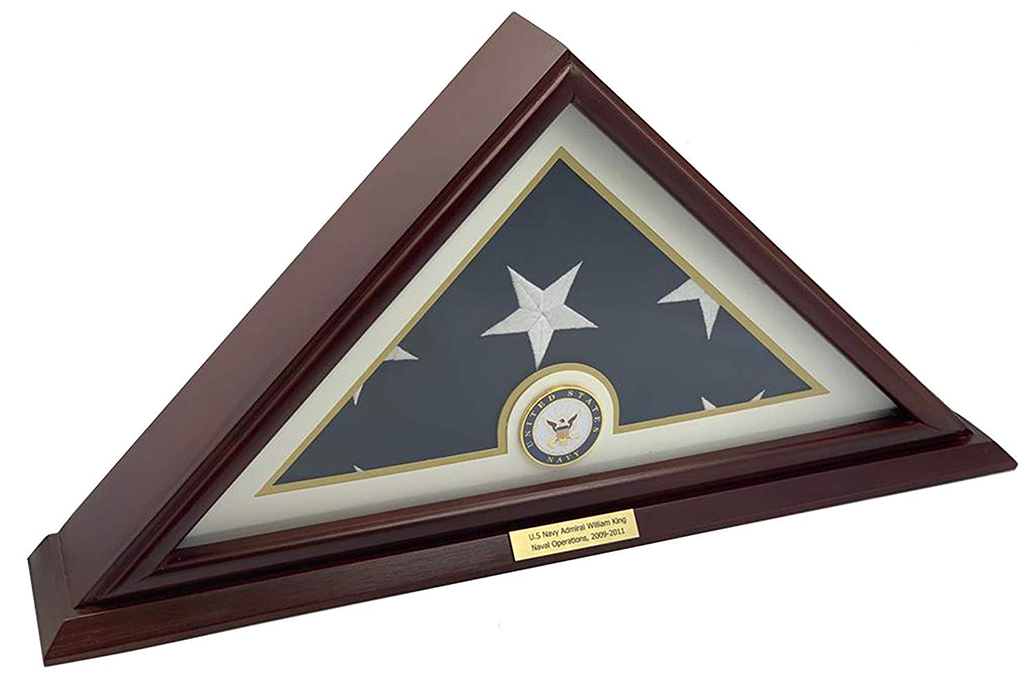 5x9.5 Burial/Veteran Flag Elegant Display Case - Cherry Finish by The Military Gift Store
