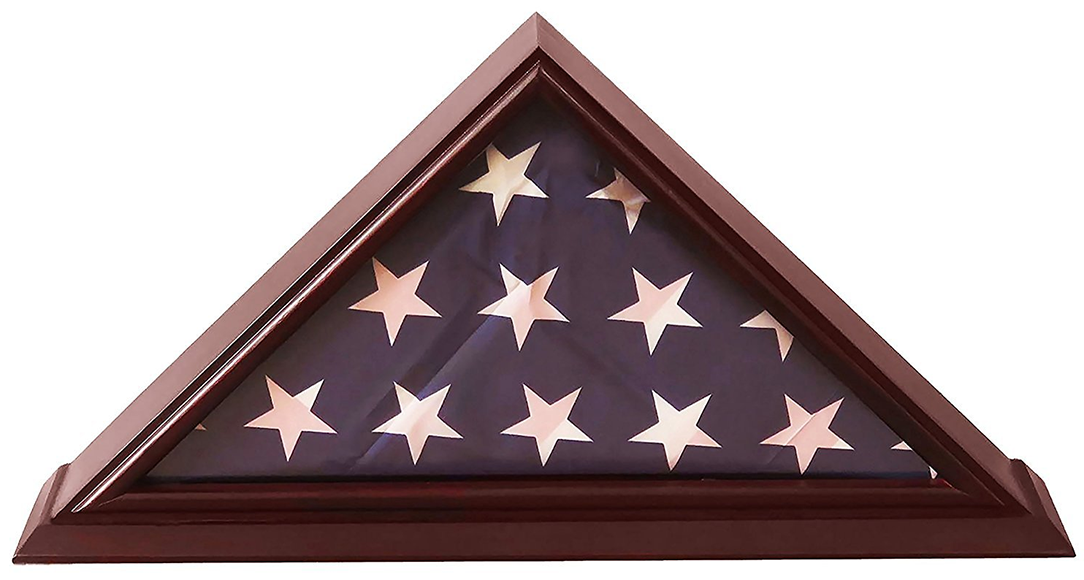 5x9 Flag Display Case Shadow Box (For Burial/Funeral/Veteran Flag) with Cherry Finish by The Military Gift Store