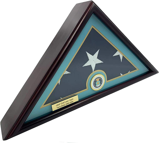 5x9 Burial/Funeral/Veteran Flag Elegant Display Case - Blue Felt by The Military Gift Store
