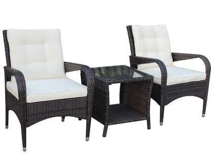 Outdoor patio Furniture sets 3 piece Conversation set wicker Ratten Sectional Sofa With Seat Cushions(Beige Cushion)
