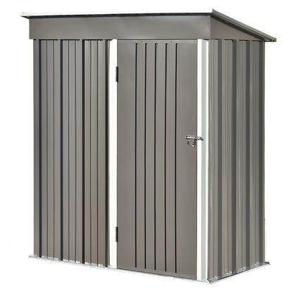 TOPMAX Patio 5ft Wx3ft. L Garden Shed, Metal Lean-to Storage Shed with Lockable Door, Tool Cabinet for Backyard, Lawn, Garden, Gray