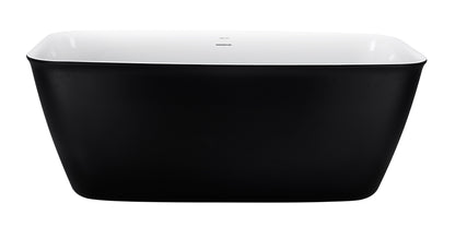 59" 100% Acrylic Freestanding Bathtub，Contemporary Soaking Tub，white inside black outside
