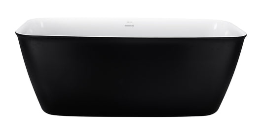 59" 100% Acrylic Freestanding Bathtub，Contemporary Soaking Tub，white inside black outside