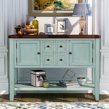 TREXM  Cambridge Series Buffet Sideboard Console Table with Bottom Shelf (Retro Blue)