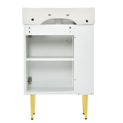 21.6" white Bathroom vanity ，Combo Cabinet ，Bathroom Storage Cabinet,Single Ceramic Vessel Sink，Left side storge