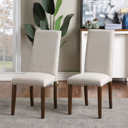 Orisfur. Upholstered Dining Chairs - Dining Chairs Set of 2 Fabric Dining Chairs with Copper Nails