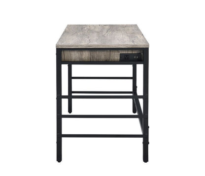 ACME Disho Built-in USB Port Writing Desk, Light Weathered Oak & Black Finish 92720