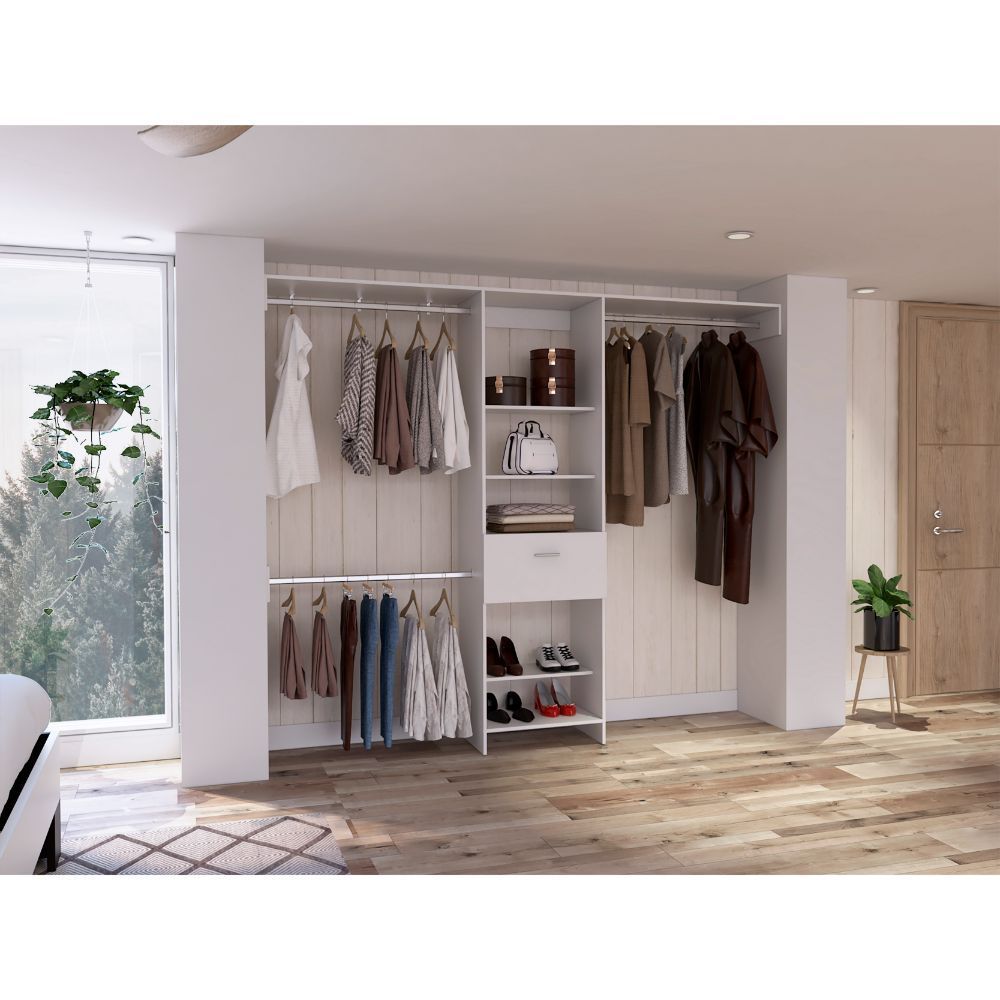 Calveston 1-Drawer 4-Shelf Closet System White