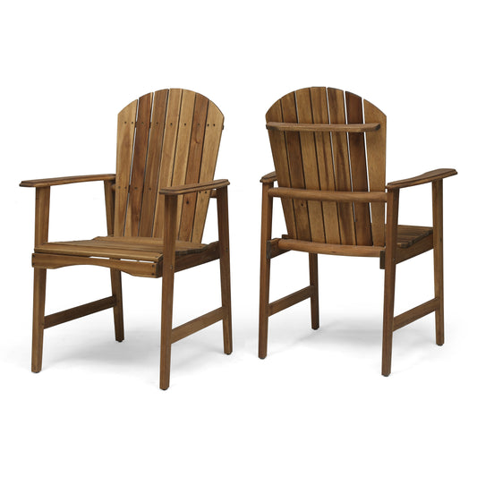 Easter Outdoor Weather Resistant Acacia Wood Adirondack Natural Dining Chairs (Set of 2)