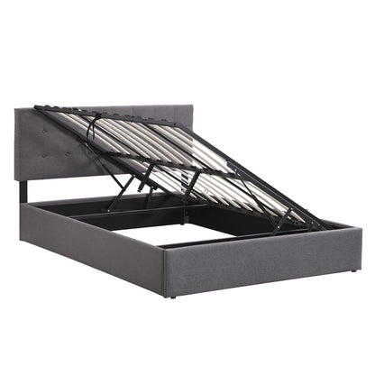 Full Size Upholstered Platform Bed with Underneath Storage Space,Gray