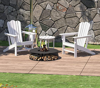 Combo for Family: 2 Plastic Adirondack Chairs & an Outdoor Side Table.  Outdoor Adirondack Chair Patio Lounge Chairs Classic Design (White)