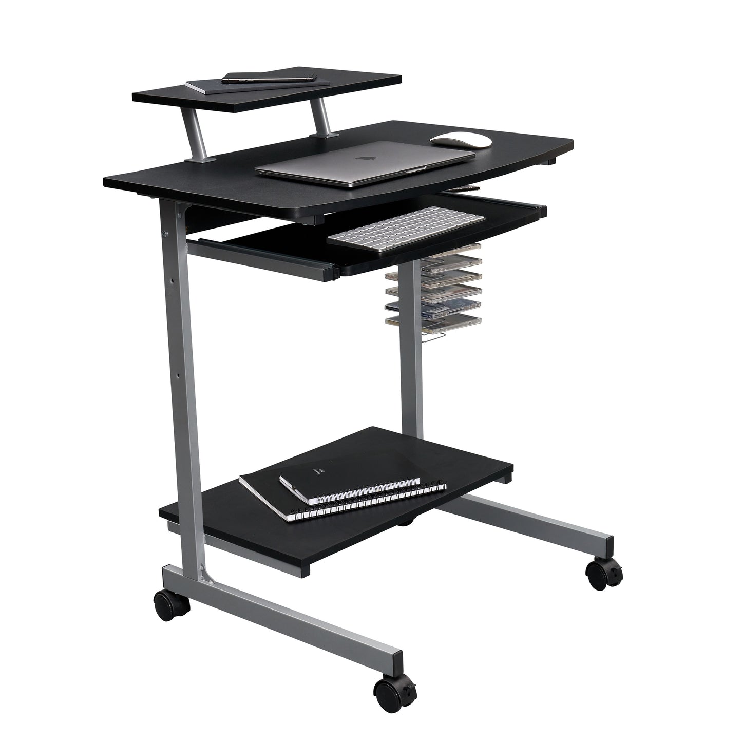 Techni Mobili Compact Computer Cart With Storage, Graphite