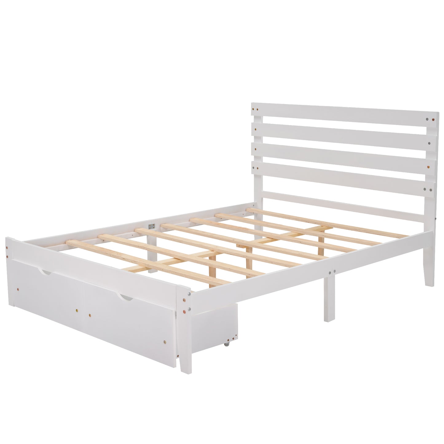 Full Size Platform Bed with Drawers, White(New SKU:WF288468AAK)