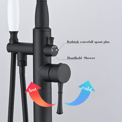 Freestanding Bathtub Faucet with Hand Shower Hand in Matte Black