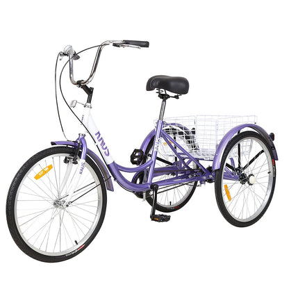 Adult Tricycle Trikes,3-Wheel Bikes,26 Inch Wheels Cruiser Bicycles with Large Shopping Basket for Women and Men