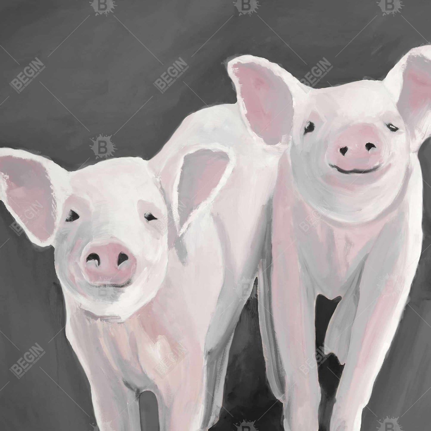 Two little piglets - 12x12 Print on canvas