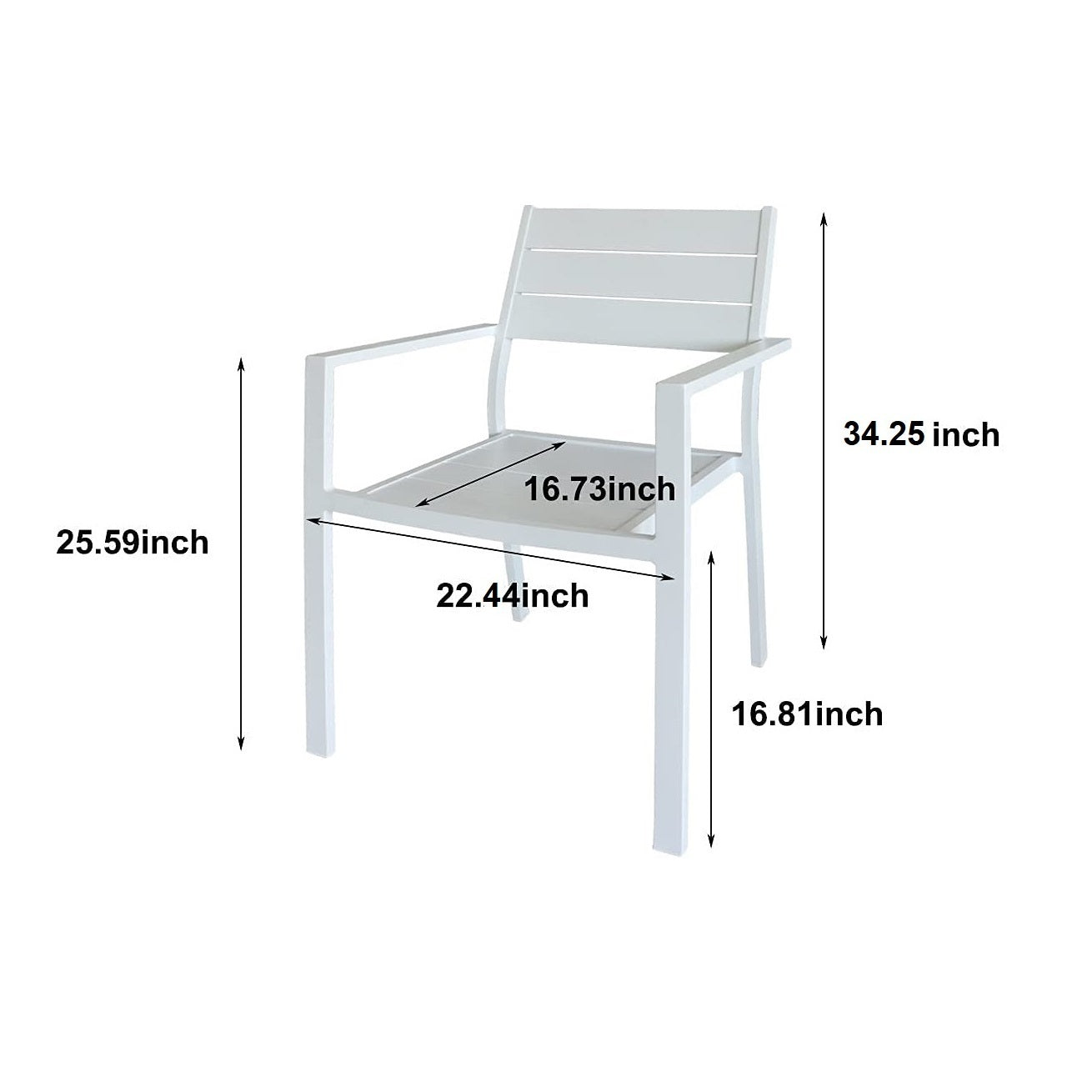 Outdoor Patio Dining Chair Set of 6 Modern Aluminum Stackable Chairs Dining Chair Powder-Coated Weather-Resistant No Assembly