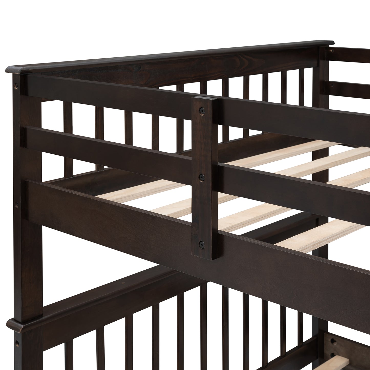 Stairway Full-Over-Full Bunk Bed with Storage and Guard Rail for Bedroom, Dorm, Espresso (OLD SKU:LP000110AAP)