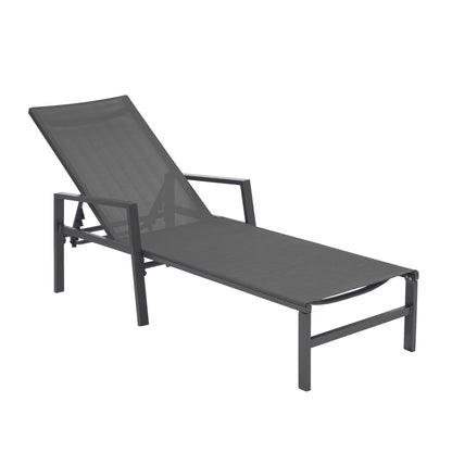 2 Pieces Set Patio Lounge Chair, Textilene Aluminum Pool Lounge Chair Set, Patio Chaise Lounges With Armrests For Patio Backyard Porch Garden Poolside