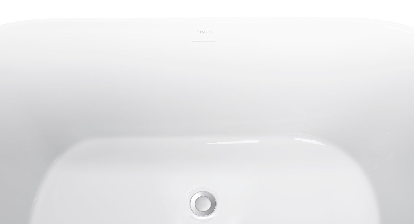 59" 100% Acrylic Freestanding Bathtub，Contemporary Soaking Tub，white bathtub