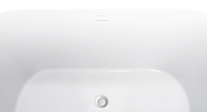 59" 100% Acrylic Freestanding Bathtub，Contemporary Soaking Tub，white bathtub