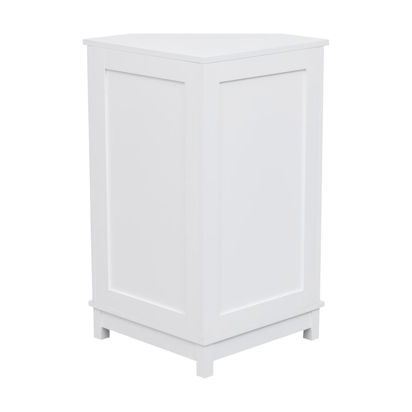 White Bathroom Cabinet Triangle Corner Storage Cabinet with Adjustable Shelf Modern Style MDF Board