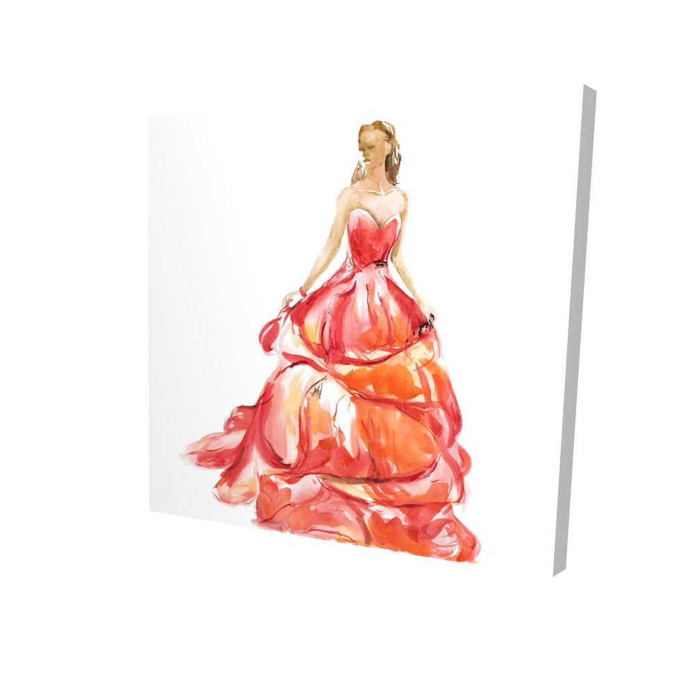 Beautiful red prom dress - 08x08 Print on canvas