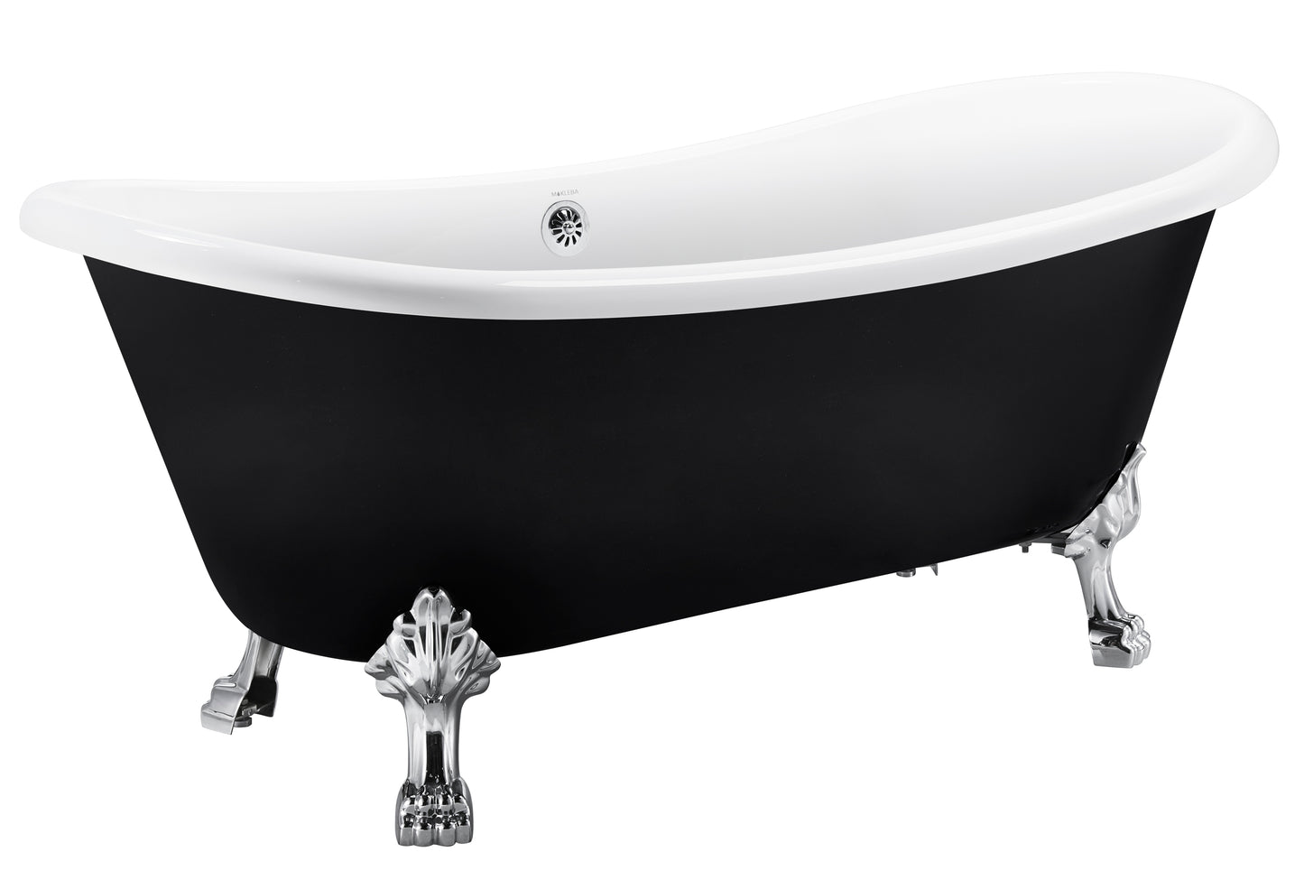 67" 100% Acrylic Freestanding Bathtub，Contemporary Soaking Tub，white inside black outside