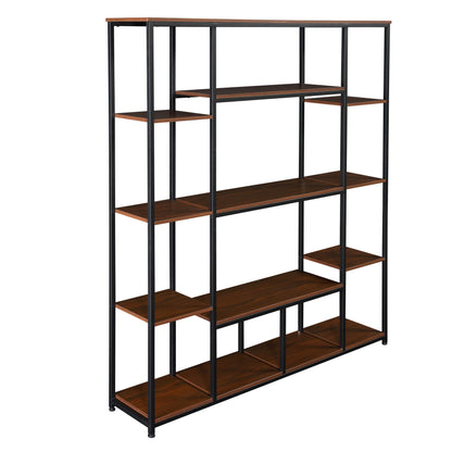 [VIDEO] Bookcase and Bookshelf, Home Office 5 Tier Bookshelf, Open Freestanding Storage Shelf with Metal Frame, Brown