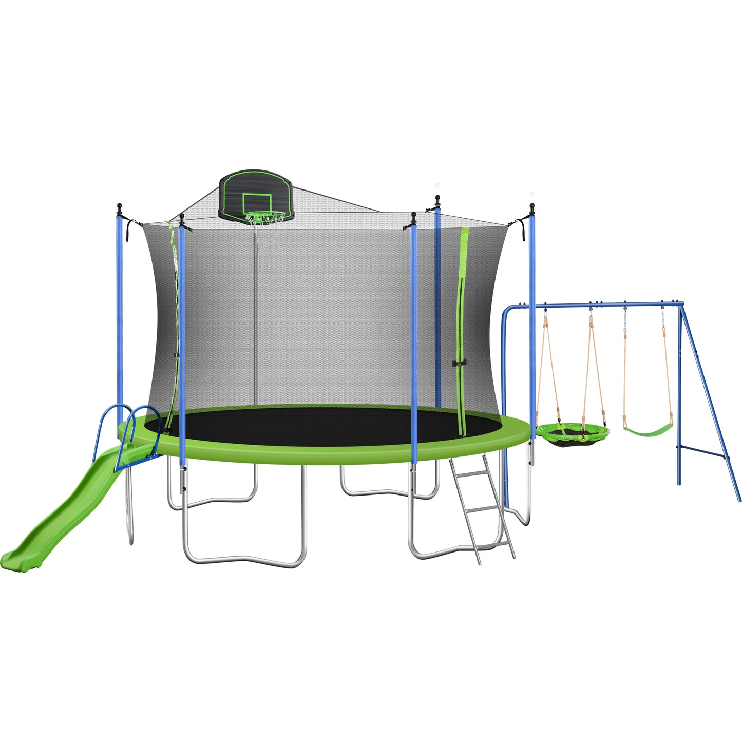 12FT TRAMPOLINE WITH SWING  AND SLIDE